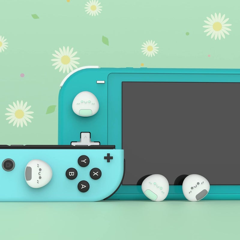 playvital Onigiri Joystick Caps for Nintendo Switch, Thumbstick Caps for Switch Lite, Analog Cover for OLED Joycon Thumb Grips - Gray & Seafoam - Image 3